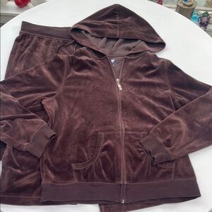 Brown Velour Track Pants & Hoodie Set